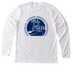 CFRF Blue Wave Merch, a Solid White Blend Premium Long Sleeve Tee (back-view)