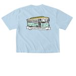 Pink Crew Logo & Trolley, a Chambray Comfort Colors Boxy Tee (back-view)