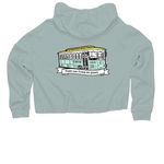 Pink Crew Logo & Trolley, a Sage Women?s Lightweight Cropped Hoodie (back-view)