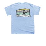 Pink Crew Logo & Trolley, a Light Blue Youth Unisex Tee (back-view)