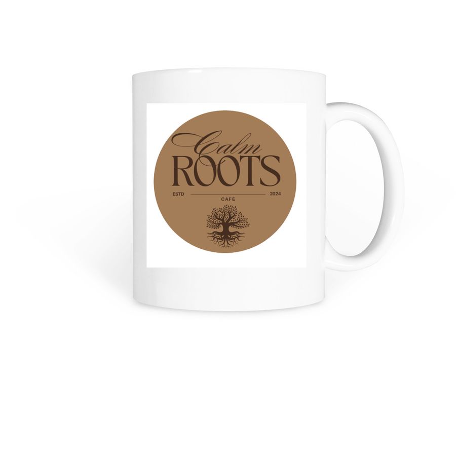 Calm Roots Caf?, a White Coffee Mug