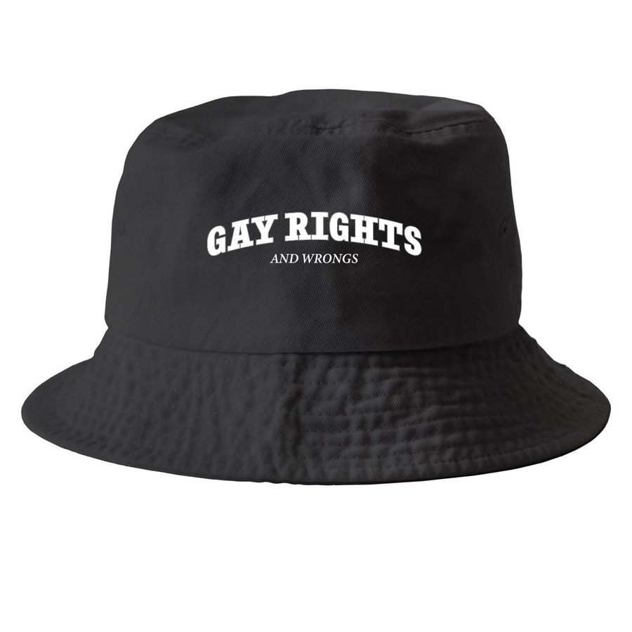 Gay Rights And Wrongs Hat, a Black Printed Bucket Hat