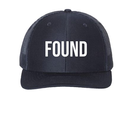 FOUND trucker cap, a Navy Printed Snapback Trucker Cap