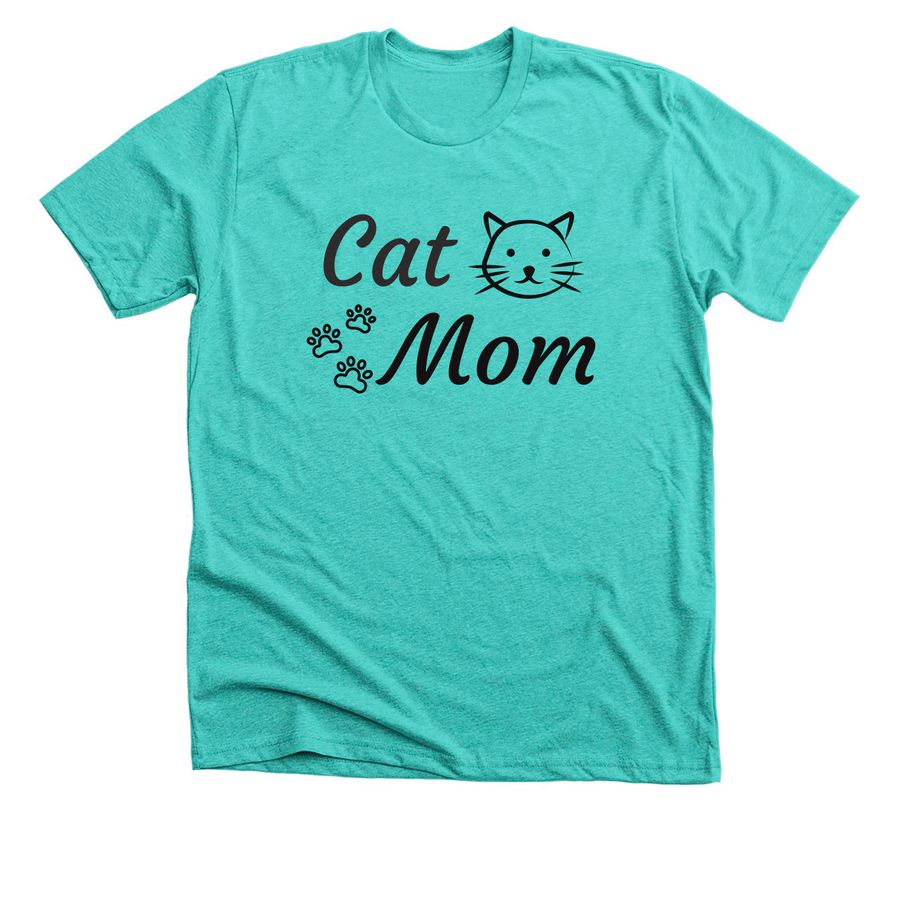 Cat Mom Shirt, a Heather Sea Green Premium Unisex Tee
