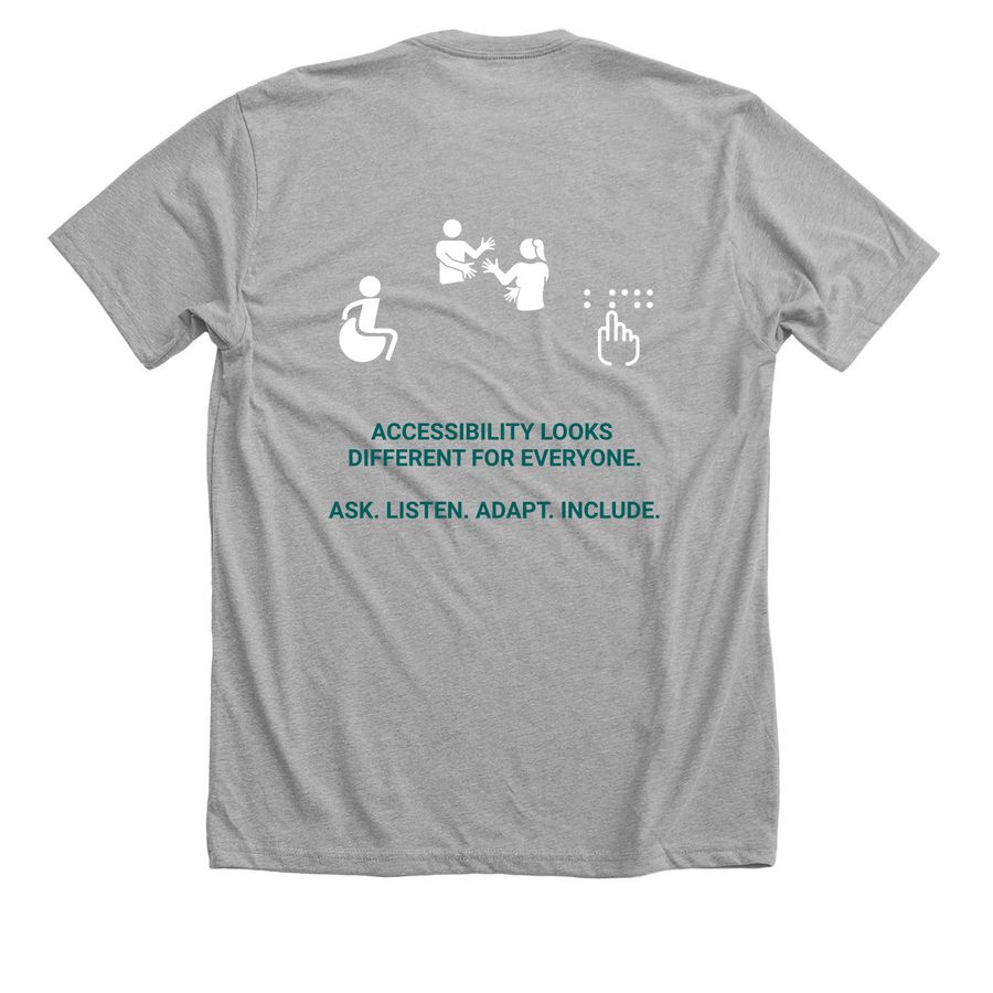If it's not accessible, it's not acceptable!, a Athletic Heather Premium Unisex Tee (back-view)