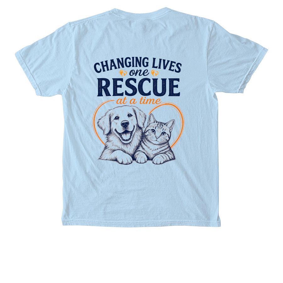 Rescue Looks Good On You, a Chambray Comfort Colors Pocket Tee (back-view)