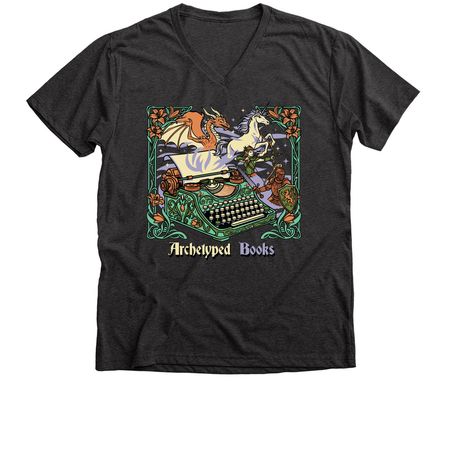 Archetyped Books, a Dark Grey Heather Premium V-Neck Tee