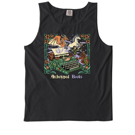 Archetyped Books, a Black Comfort Colors Tank Top