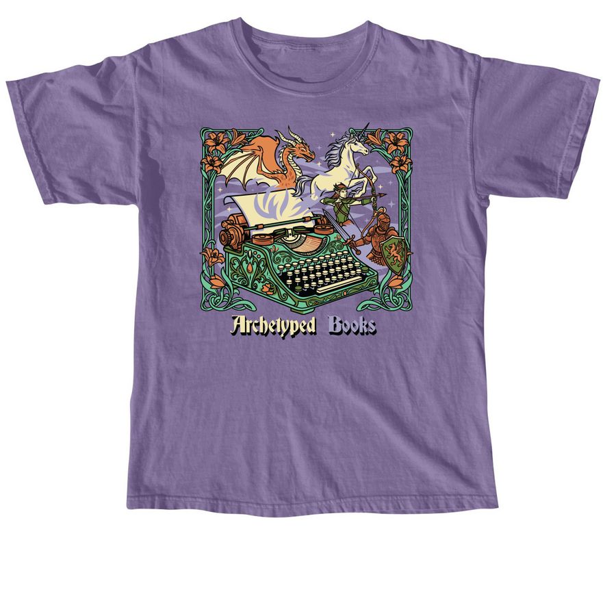 Archetyped Books, a Grape Comfort Colors Unisex Tee