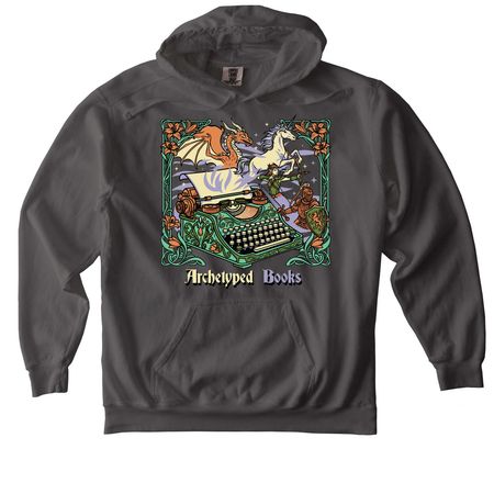 Archetyped Books, a Pepper Comfort Colors Pullover Hoodie