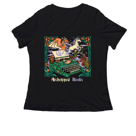 Archetyped Books, a Black Women's Relaxed V-Neck Tee