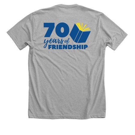 70 Years of Friendship | Shirts, a Athletic Heather Premium Unisex Tee (back-view)