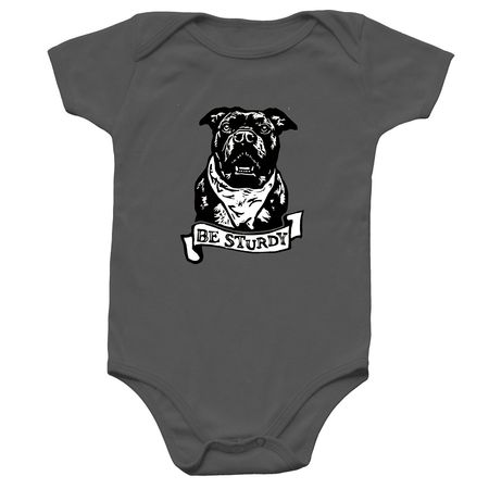 Little Sturdy Gertie, a Charcoal Infant Onesie