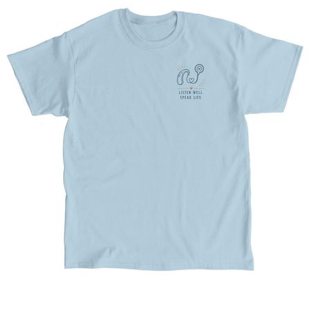 The Gift of Communication Fundraiser Tee, a Light Blue Classic Unisex Tee