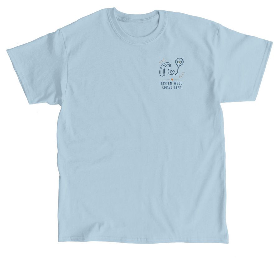 The Gift of Communication Fundraiser Tee, a Light Blue Classic Unisex Tee