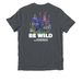 BE WILD Lupine, a Terrain Grey Allmade Organic Cotton Unisex Tee (back-view)