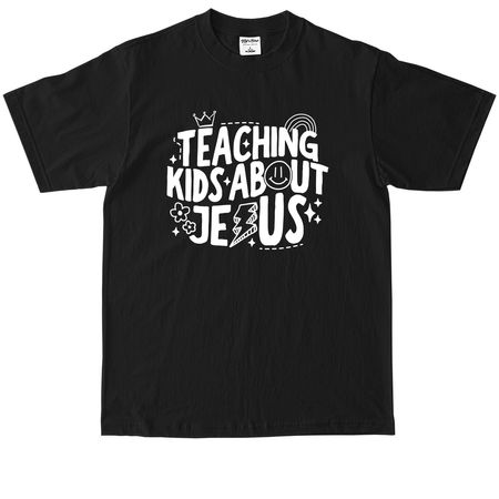 Teaching Kids About Jesus, a Black Max Heavyweight Tee
