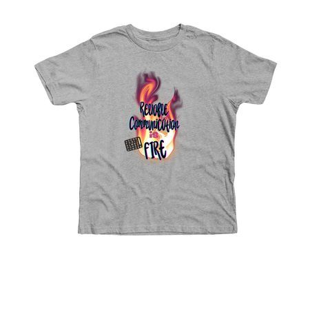 Reliable Communication is FIRE!, a Athletic Heather Premium Youth Tee
