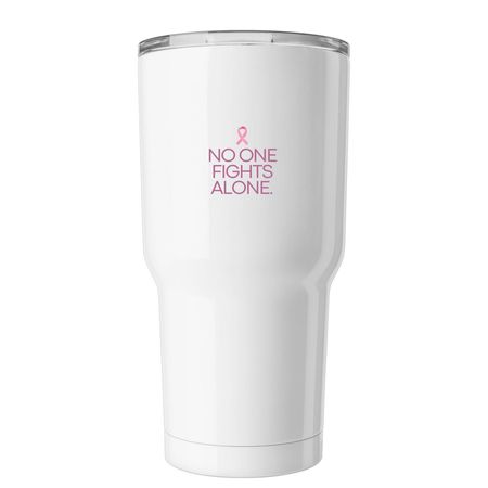 Heather Strong Tumbler, a White Insulated Tumbler (back-view)