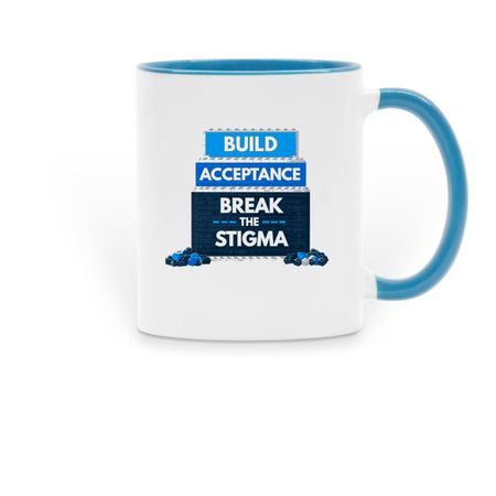 Break the Stigma Mugs, a Light Blue Two-Tone Ceramic Mug