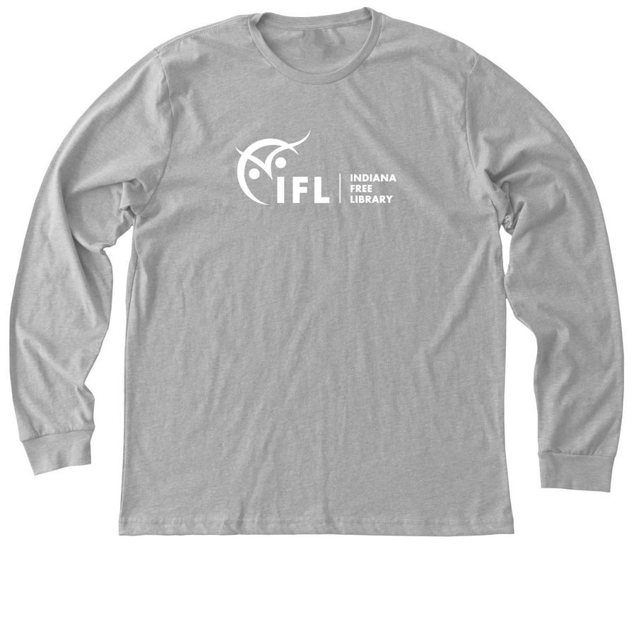 Indiana Free Library Logo (Front Only), a Athletic Heather Premium Long Sleeve Tee