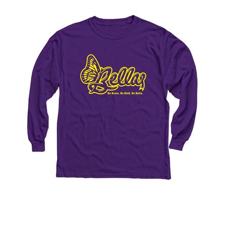 Be Brave. Be Bold. Be Bella., a Purple Youth Long Sleeve Tee