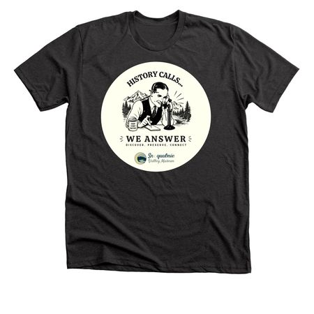 History Calls (male operator), a Dark Grey Heather Premium Unisex Tee