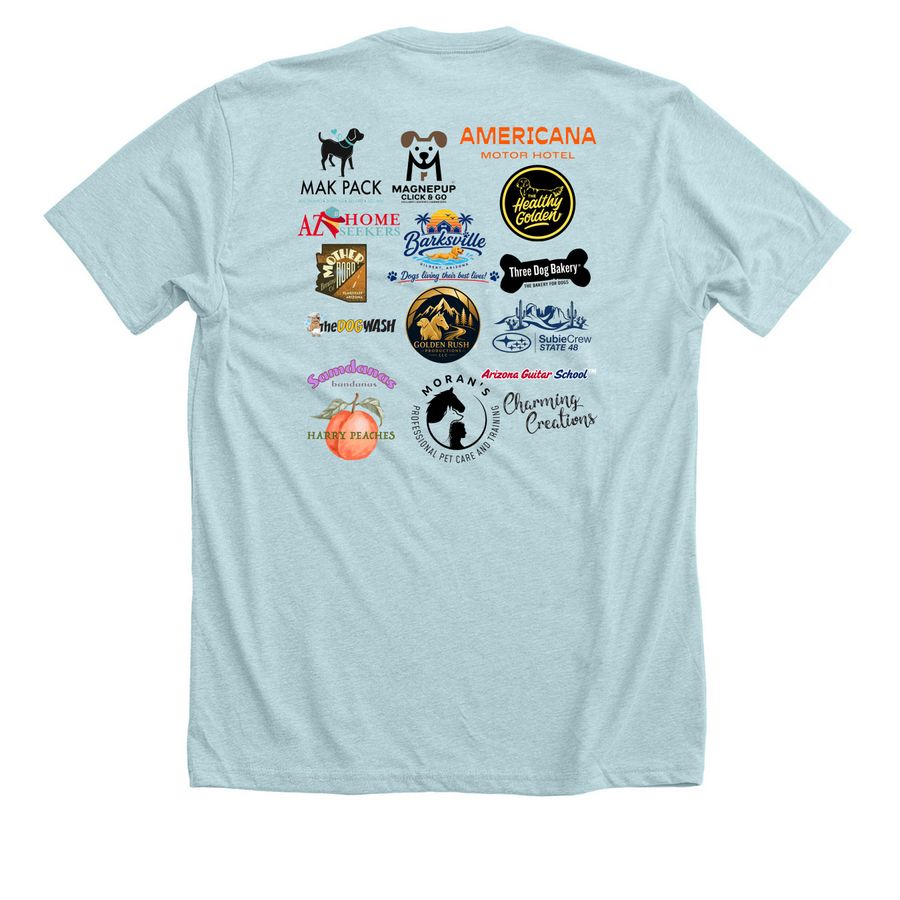 Golden Rush Official with Color Logos, a Heather Ice Blue Premium Unisex Tee (back-view)