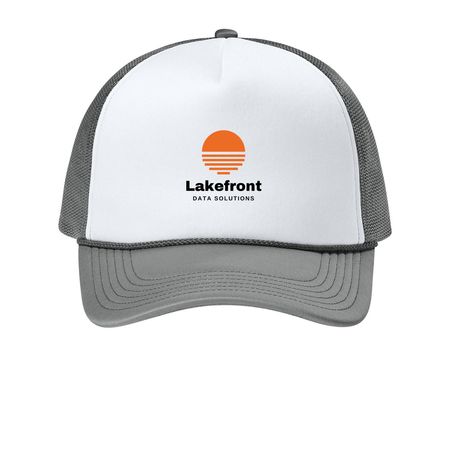 Lakefront Modern Logo, a White/ Deep Smoke Printed Foam Trucker Hat