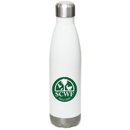 SCWF Stainless Steel Water Bottle, a White Stainless Steel Water Bottle