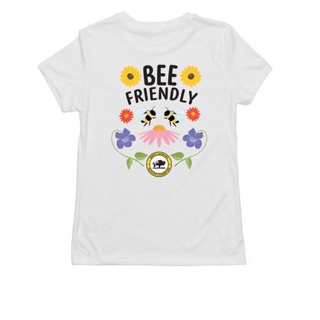 Bee Friendly, a Bright White Allmade Eco Triblend Women?s Tee (back-view)