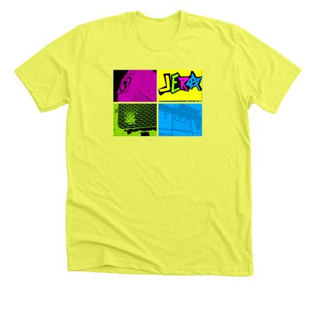Jera Logo 4 Box Primary Tee 1, a Neon Yellow Premium Unisex Tee