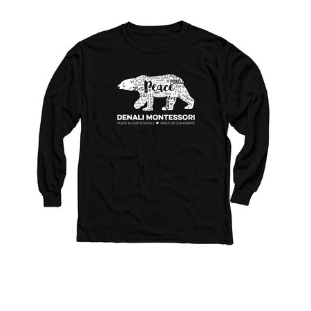 Polar Peace Bear, a Black Youth Long Sleeve Tee