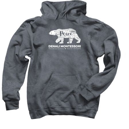 Polar Peace Bear, a Dark Heather Pullover Hoodie