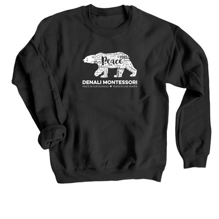 Polar Peace Bear, a Black Crewneck Sweatshirt