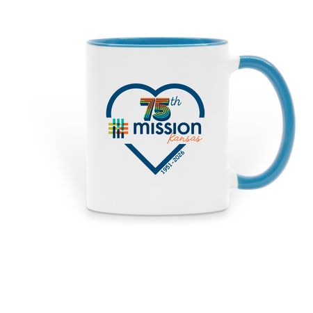 Love Mission, a Light Blue Two-Tone Ceramic Mug