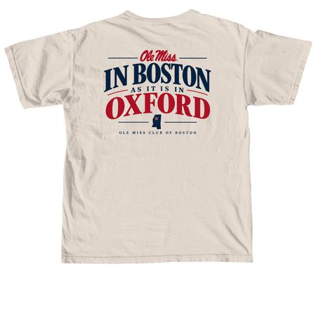 In Boston as it is in Oxford T-Shirt, a Ivory Comfort Colors Unisex Tee (back-view)