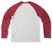 Order of the PeliCAN, a Rise Up Red/ Bright White Allmade Eco Triblend Colorblock Raglan Long Sleeve Tee (back-view)