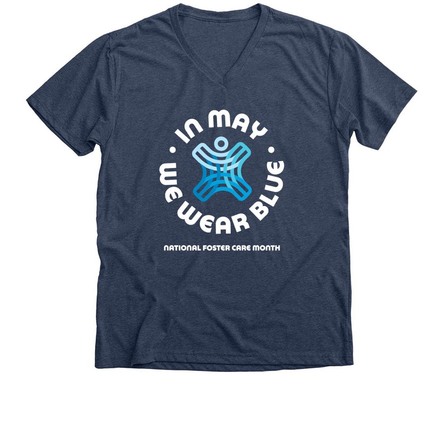 In May We Wear Blue, a Heather Navy Premium V-Neck Tee