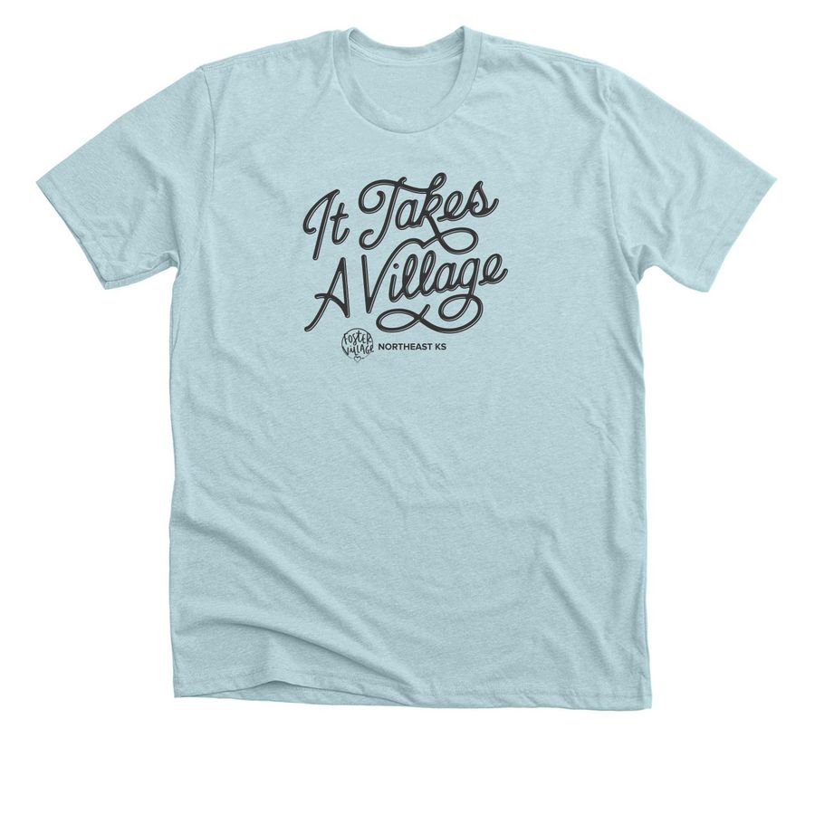 It Takes A Village, a Heather Ice Blue Premium Unisex Tee
