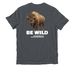 BE WILD Buffalo, a Terrain Grey Allmade Organic Cotton Unisex Tee (back-view)