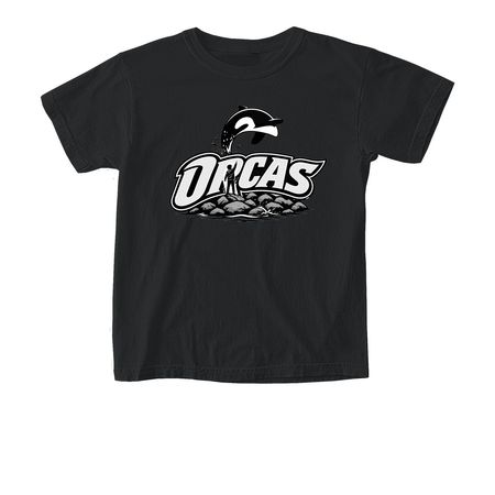 Free Orcas, a Black Comfort Colors Youth Tee