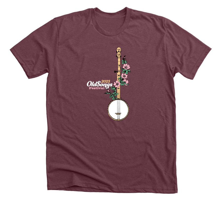2023 Old Songs Festival&nbsp;T-shirt, a Heather Maroon Premium Unisex Tee