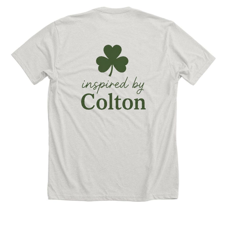 Colton?s Healing Journey After &nbsp;Meningitis, a Heather Cement Premium Unisex Tee (back-view)