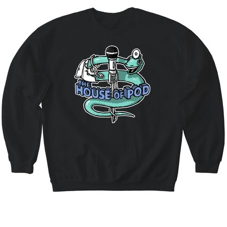 The House of Pod Merch!, a Black Softstyle Crewneck Sweatshirt