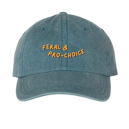 Feral & Pro-Choice - Hats, a Teal Printed Pigment Dye Baseball Cap