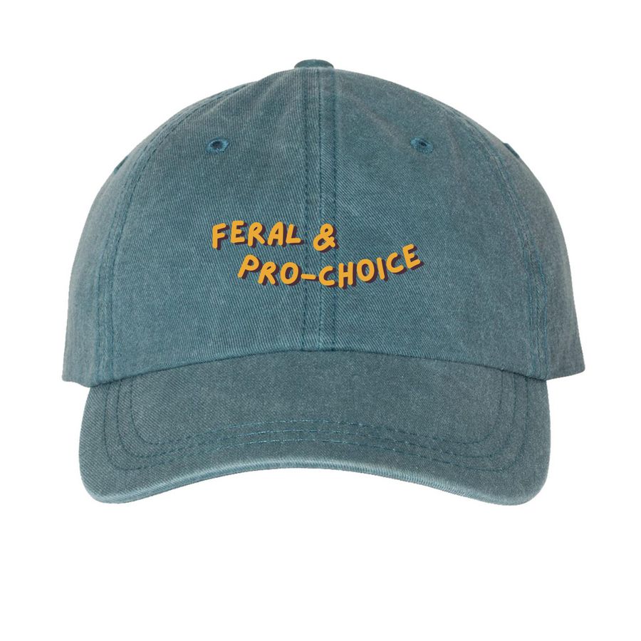 Feral & Pro-Choice - Hats, a Teal Printed Pigment Dye Baseball Cap