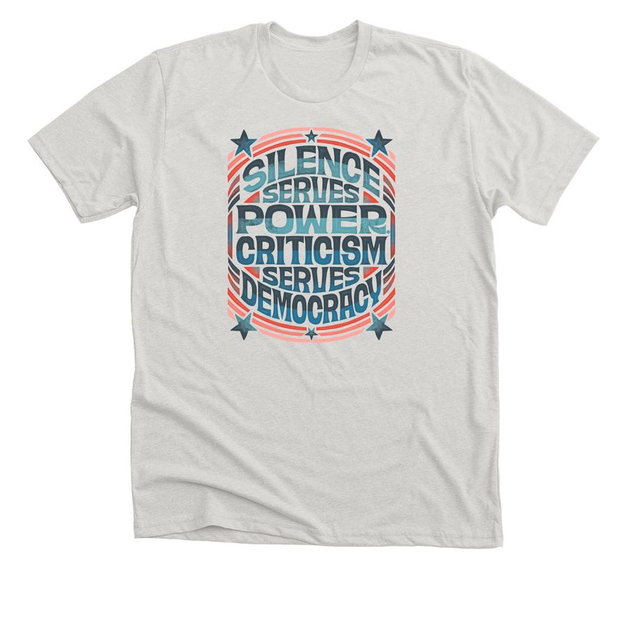 Silence Serves Power T-Shirt, a Heather Cement Premium Unisex Tee