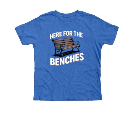 Here for the benches, a Heather True Royal Premium Youth Tee