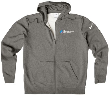 Minuteman Senior Services Fleece Collection, a Charcoal Heather Nike Women's Club Fleece Zip Up Hoodie